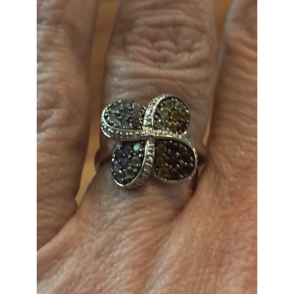 Sterling Silver Multi Gemstone Ring Size 7
